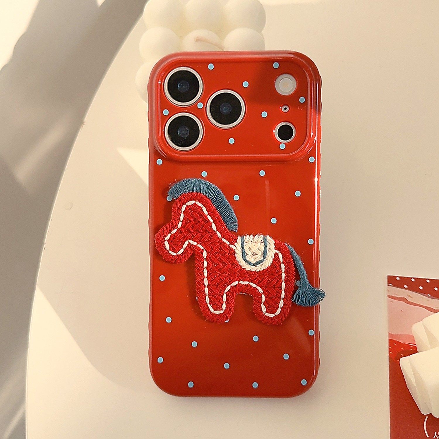 ins可爱新年红喜庆刺绣立体小马17适用苹果17ProMax手机壳iPhone16波点14新款16Promax保护套15男女13软壳11,3C数码配件,手机保护套/壳,淘宝优惠券,粉丝福利购,淘宝优惠卷