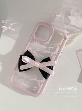 小众ins紫色绑带蝴蝶结适用16苹果17ProMax手机壳iPhone13全包15新款12亚克力透明14Promax立体芭蕾风少女Pro