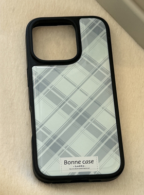 ins小众复古绿色菱格适用苹果17promax手机壳iphone16pro新款15女款14简约高级感13滴胶11全包硬壳甜酷个性