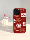新年喜庆红色手机壳17Pro适用iphone16promax中国风舞狮16新款 保护壳13 12软壳xr女xs趣味15国潮卡通17