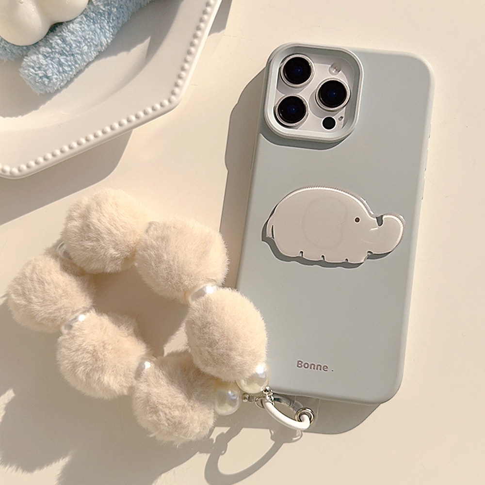 日韩风ins小众奶蓝色小象立体贴适用苹果17promax手机壳iphone16硅胶15pro女款14趣味简约13可爱12带挂链11男