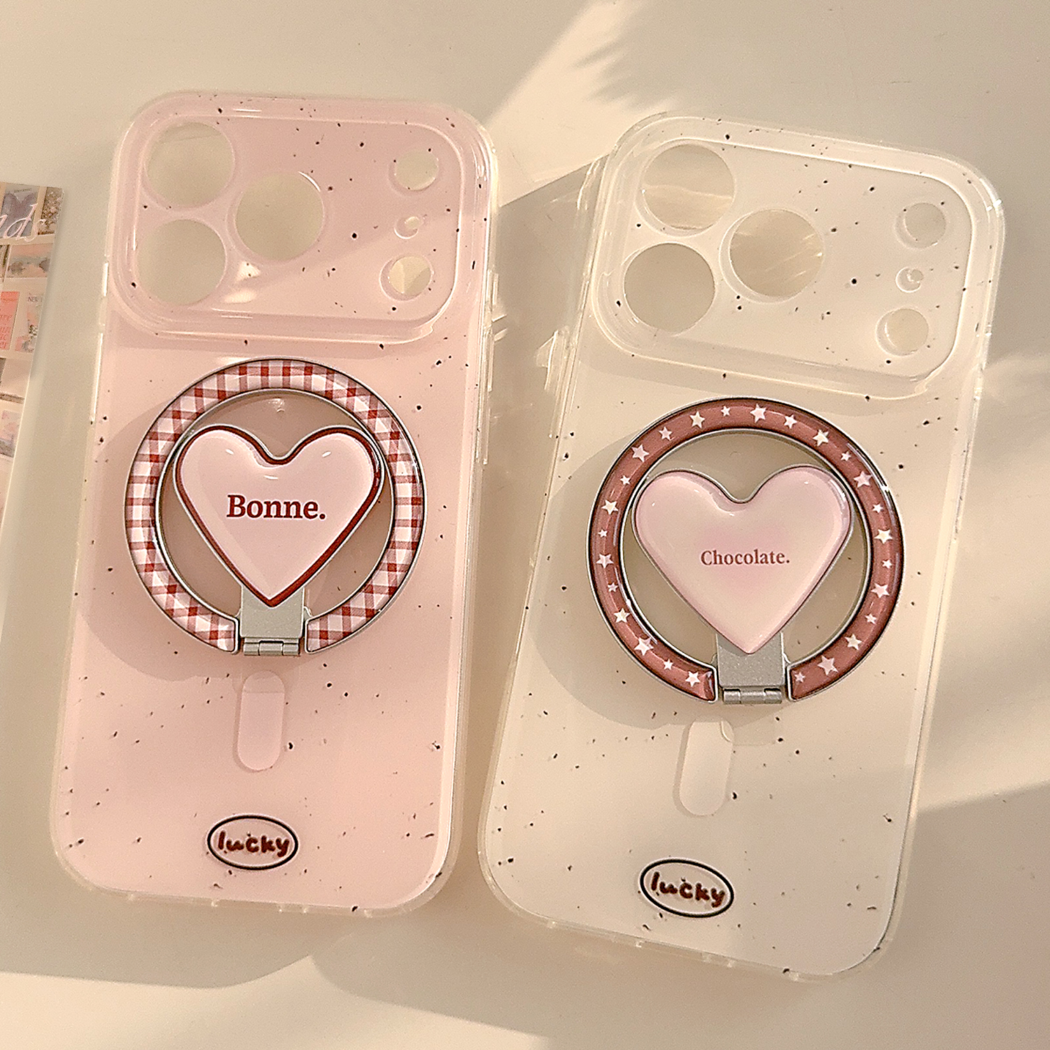 韩系ins风爱心磁吸支架适用苹果17promax手机壳iphone16简约小众13少女14promax全包15保护套16plus双层个性