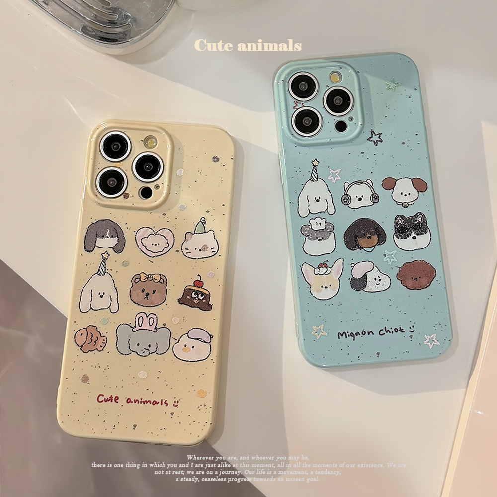 小众可爱动物甜品派对适用iPhone15promax手机壳16苹果14日韩风ins卡通13女12超萌11女新款13Promax全包情侣