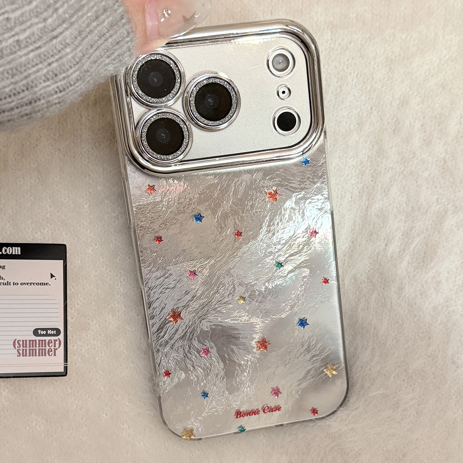 ins闪粉星星满屏适用苹果16promax手机壳iphone17新款15pro女款14韩系简约12镭射11全包16硬壳13保护套轻奢