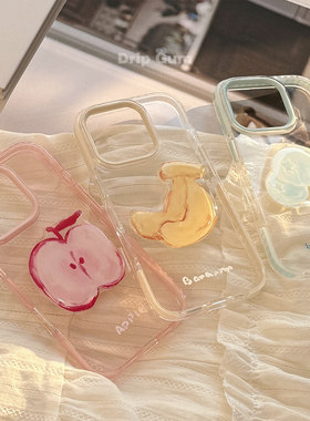 小清新ins风立体小水果适用苹果16promax手机壳iphone17新款15pro女款14简约小众油画11全包软壳16透明保护套