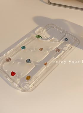 轻奢风ins立体彩钻适用17苹果17pro max手机壳11新款13滴胶高级感iphone14软壳13女12透明xr硅胶16日韩网红风