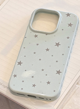 小众ins风灰色涂鸦星星适用苹果17手机壳iphone16pro新款15promax女款14简约日韩风13防摔12全包软壳小清新