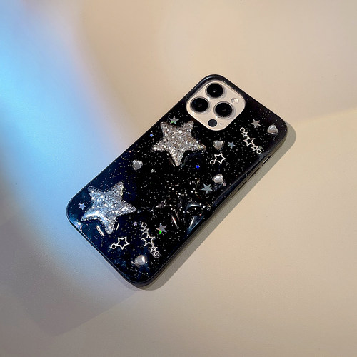 适用iphone17pro手机壳甜酷立体星星苹果13新款14promax女12超仙ins小众辣妹11全包xr滴胶保护套16promax