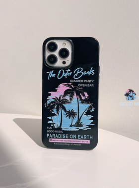 加州落日沙滩适用iPhone17promax苹果13手机壳11新款15美式复古椰树16潮酷13Promax男12Pro女xs软壳黑色