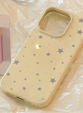 灰色波点涂鸦星星适用苹果17promax手机壳iphone16pro新款15女款14小众ins风简约日韩风13防摔12全包软壳