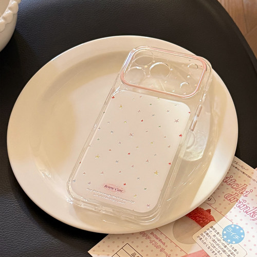 鎏金透明ins风彩色星星适用苹果17promax手机壳iphone16新款15pro女款14韩系小清新15全包17少女简约13高颜值