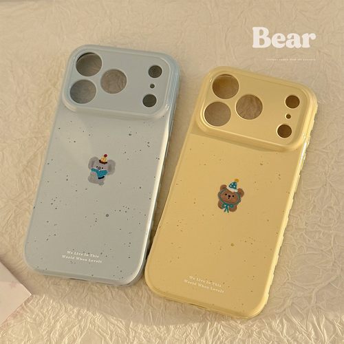 卡通冬日小熊考拉适用苹果17promax手机壳iphone16pro新款15女款14日韩风小众泼墨卡通13防摔12全包软保护套