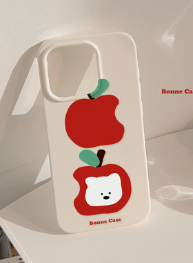 原创小众ins红色苹果小狗插画适用苹果17promax手机壳iphone13新款14pro女款12简约日韩风xr全包11软壳xs男