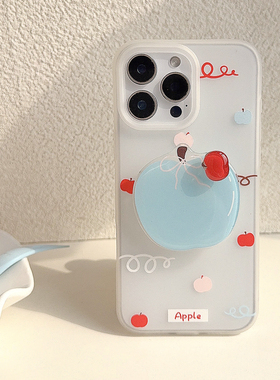 小众ins风蓝色苹果旋转支架适用苹果17promax手机壳iphone16新款15pro女款14日韩12全包软16小清新11简约个性