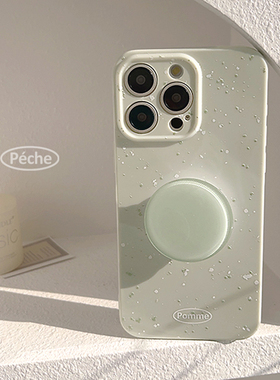 泼墨ins奶绿色支架适用苹果15promax手机壳iphone17简约高级感14日韩风12小众个性11全包15plus保护套男女16