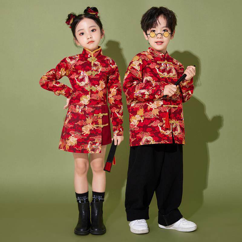 儿童红色套装礼服本命年
