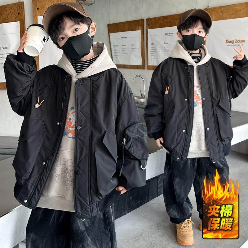 男童夹棉外时尚工装夹克衫男孩酷帅休闲秋套冬季加厚保派暖克棉服