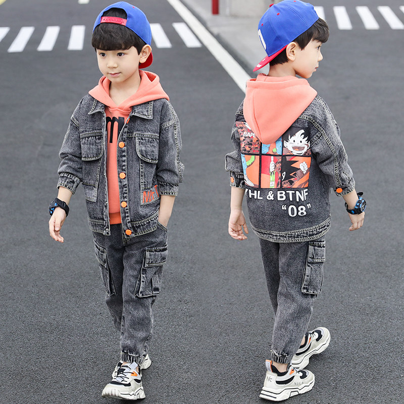 炸街男童套装春装酷帅9岁韩版儿童三件套六岁男孩中大童洋气时髦