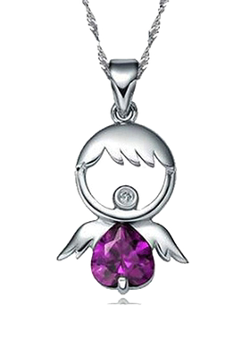 人造水晶日韩风吊坠银项链