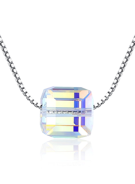 魔方吊坠短款韩版时尚风银项链