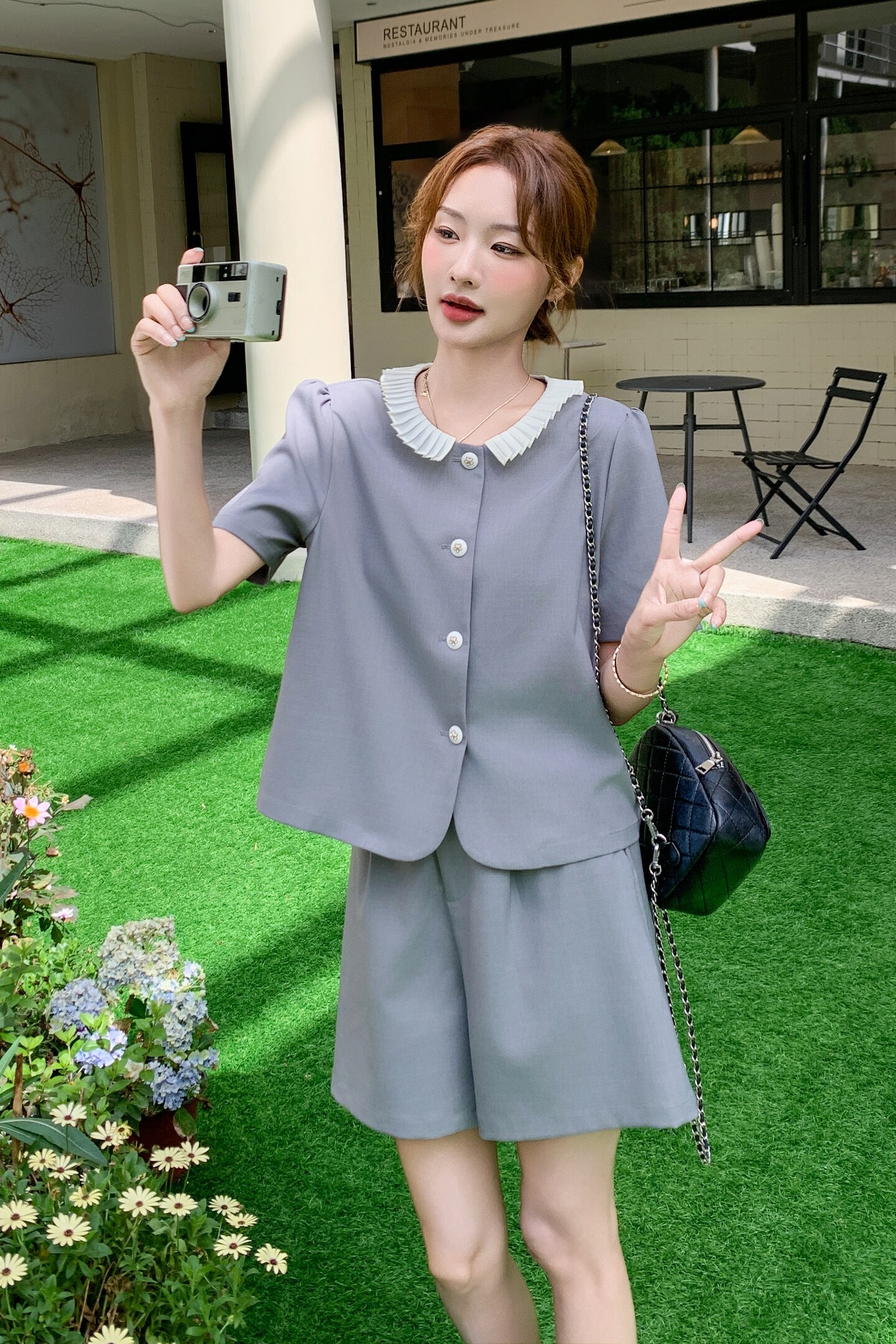 法式气质巨好看短裤套装女2025夏季新款小香风短袖显瘦上衣两件套,女装套装/套裙,新思路