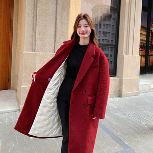 新年红色双面羊绒大衣女秋冬高级感2025新款韩版显瘦结婚呢子外套图片
