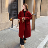 新年红色双面羊绒大衣女秋冬高级感2025新款韩版显瘦结婚呢子外套，女装羽绒服，新风尚
