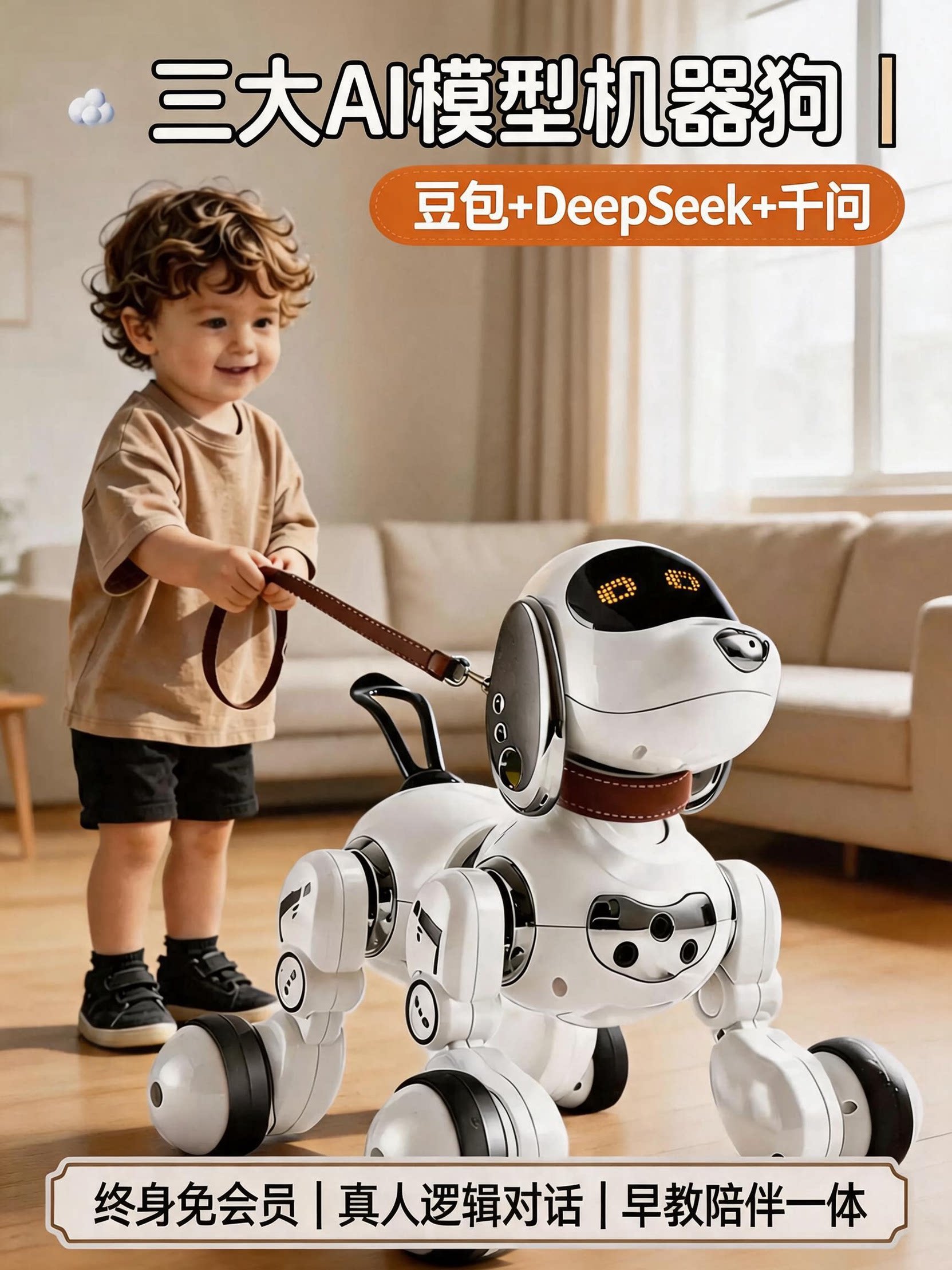 หุ่นยนต์สุนัขอัจฉริยะ AI ของเล่นสำหรับเด็กผู้ชายอายุ 1–3 ปี ของขวัญวันเกิดเชิงการศึกษาสำหรับเด็กวัย 6 เดือน