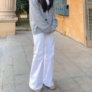子长裤 高腰显瘦不贴腿百搭喇叭裤 女2026年新款 复古白色微喇牛仔裤