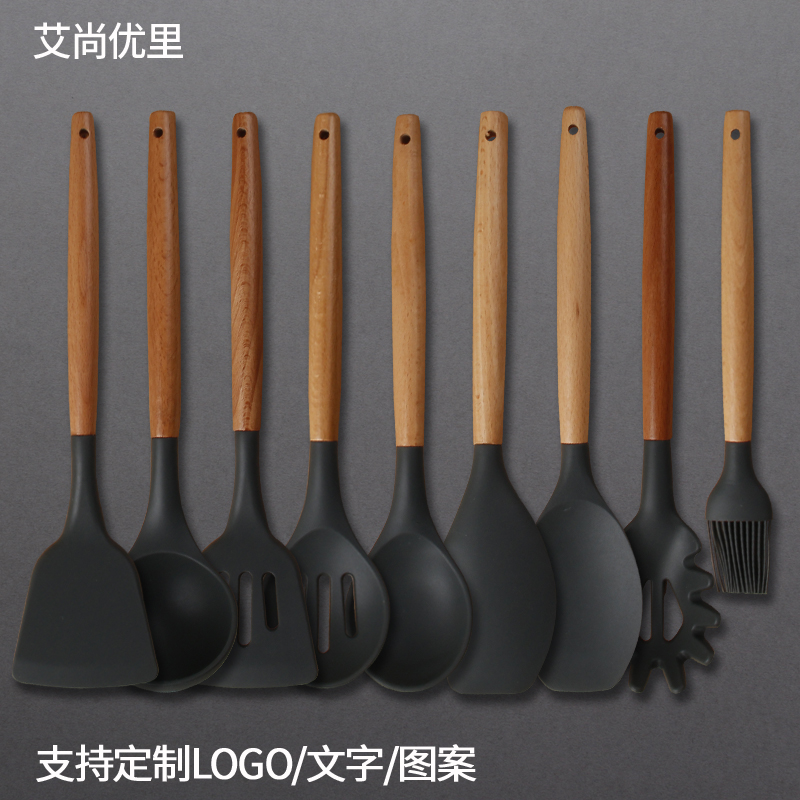厨具专用木柄硅胶耐高温不粘锅