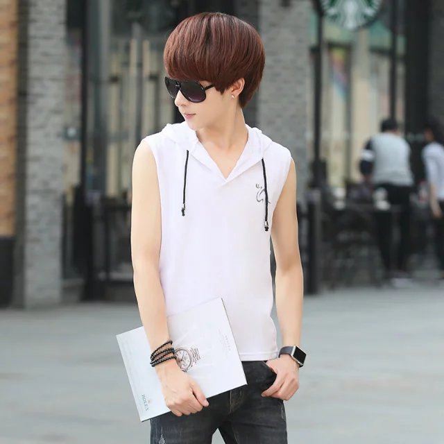 情侣无袖运动t恤男宽松砍袖连帽体恤带帽衫女坎肩夏季薄款BF背心在类目 男装, T恤中 - 来自Buy2taobao.com提供专业的淘宝代购服务