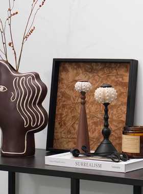 森度家居桌面摆件装饰黑咖样板间软装书房陈列搭配花器装饰画道具