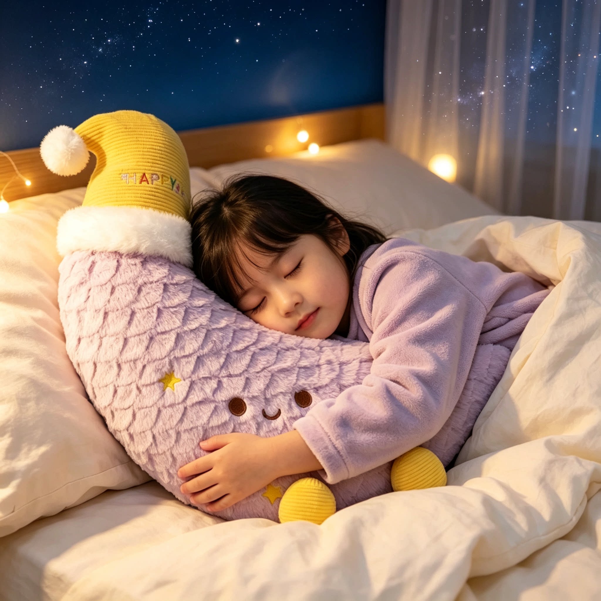晚安月亮抱枕儿童安抚玩偶女孩床上睡觉抱娃娃小星星毛绒公仔礼物