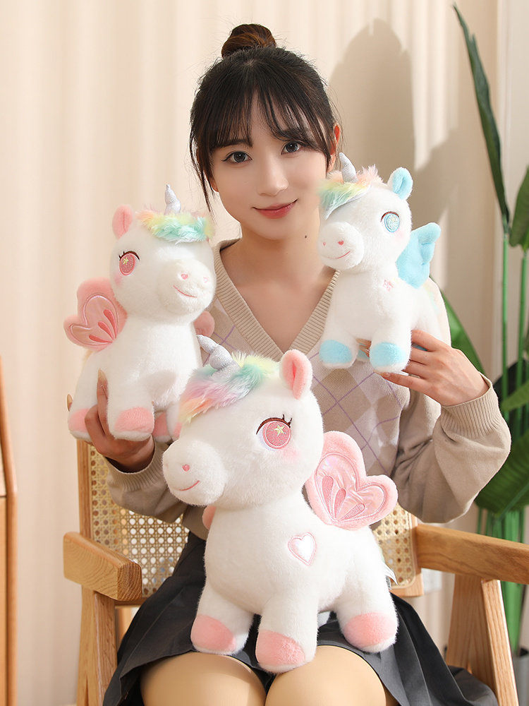 핑크 레인보우 유니콘 인형 어린이 다채로운 작은 페가수스 플러시 장난감 소녀 인형 인형 생일 선물