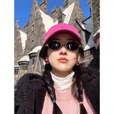 Lisa同款复古金色显瘦猫眼墨镜