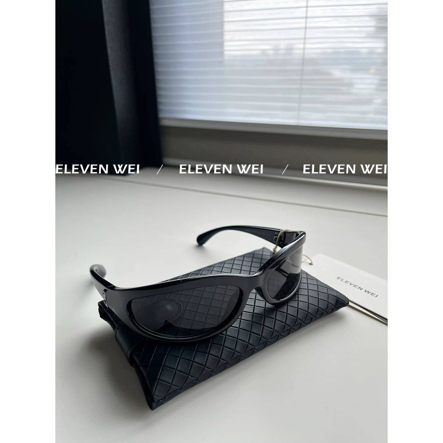 ELEV 5.7 26c jennie同款 发箍墨镜 黑色复古大框猫眼太阳镜女