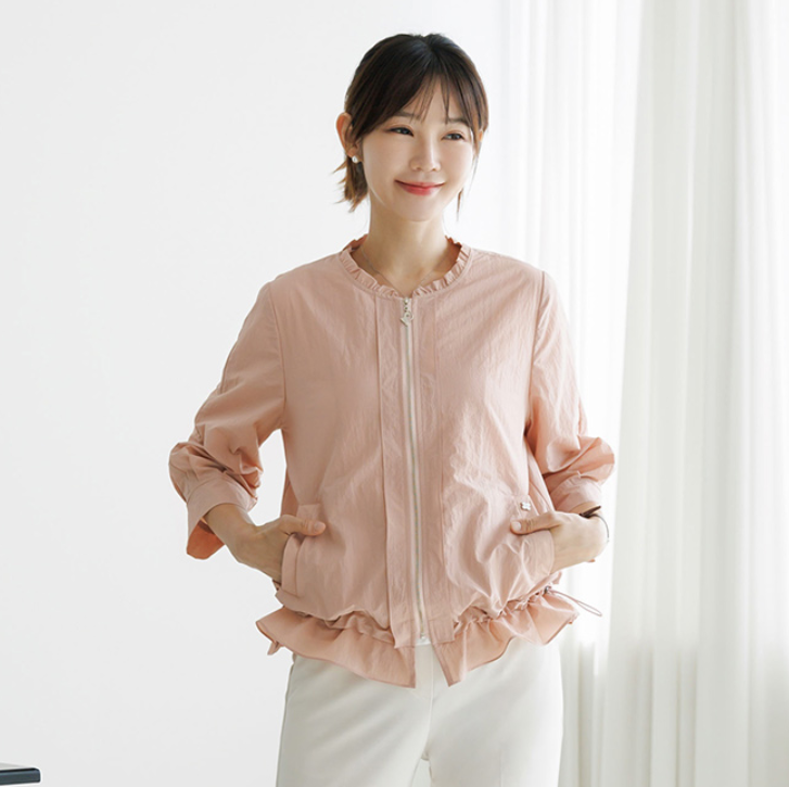 韩国妈妈装外套2025春夏中老年女装宽松休闲上衣拉链开衫OUE3040