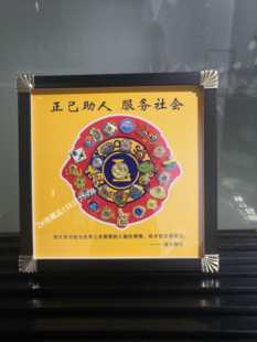 中狮联国际徽章和收藏框30*30送领导狮友队长会员礼品随机框架