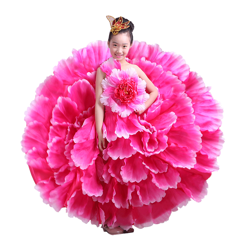 儿童花开盛世开场舞大摆裙演出服幼儿表演服装花瓣裙子跳舞服装女
