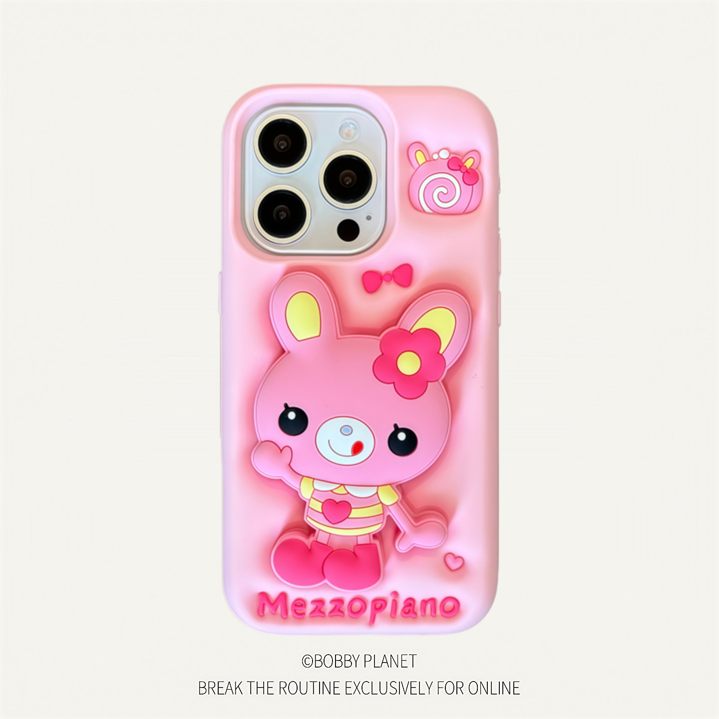 @BOBBY PLANET日本原单钢琴兔支架柔软硅胶可爱卡通粉色适用iPhone17Promax手机壳苹果1643防摔全包少女心15p