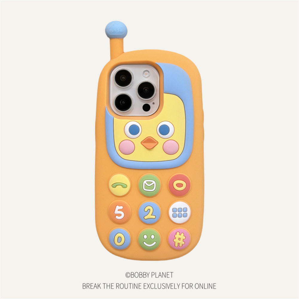 @BOBBY PLANET原创~小手鸡~ins风可爱卡通电话机趣味搞怪适用iPhone18Promax手机壳苹果1543防摔少女甜美167p