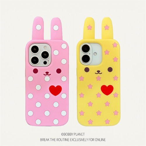 @BOBBY PLANET原创软硅胶日本古早爱心小兔耳朵可爱卡通波点适用iPhone17Promax手机壳苹果1543闺蜜12/16pro