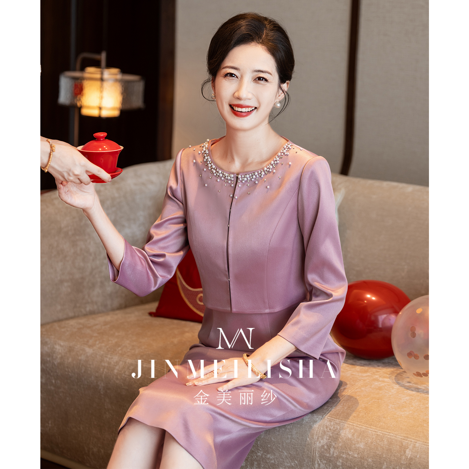 婚宴妈妈礼服小个子套装2025新款高端正式场合订婚喜婆婆婚服紫色