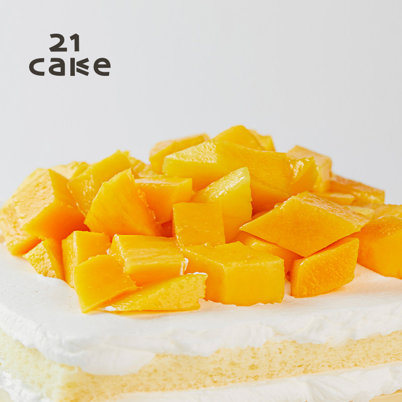 21cake芒果奶油新鲜水果儿童生日蛋糕约会同城配送