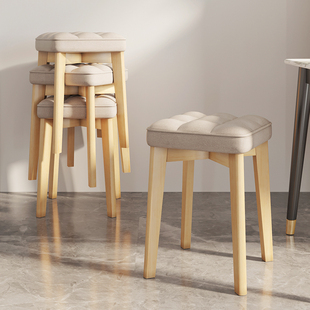 速发简约实木方凳用子家用餐桌备子客厅小板凳椅凳可叠放木凳