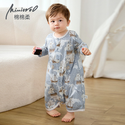 婴儿睡衣宝宝睡袍秋季连体衣服纯棉小月龄秋冬薄款长袖男幼儿睡袋 — 5