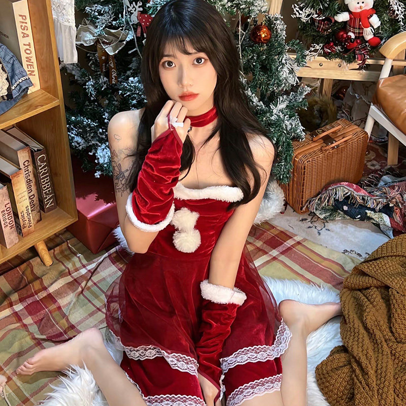 圣诞节服装服饰装扮成人大人衣服套装女秋冬装备红色主题制服变装