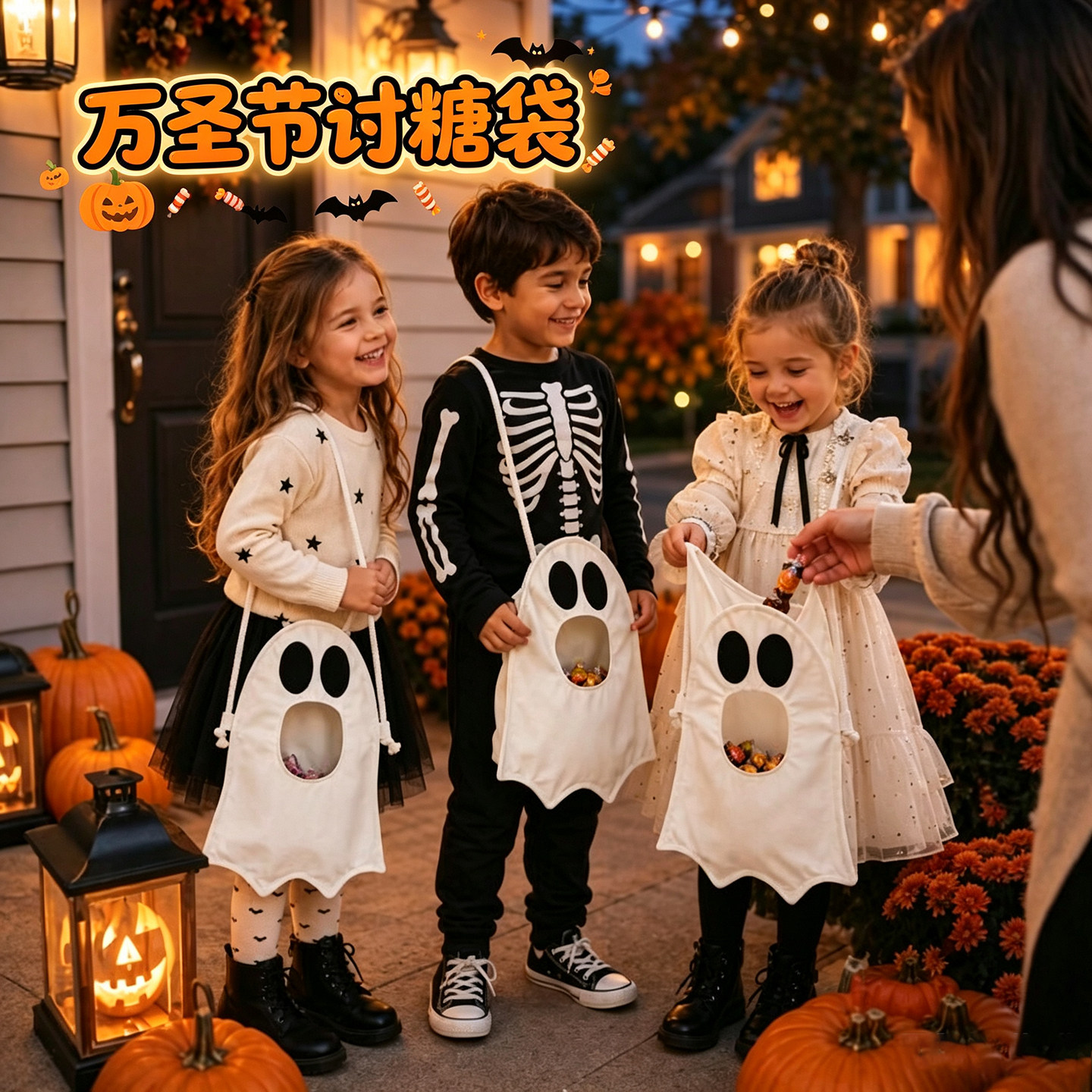 万圣节讨糖袋南瓜幽灵糖果袋halloween装饰儿童道具袋子礼物装扮