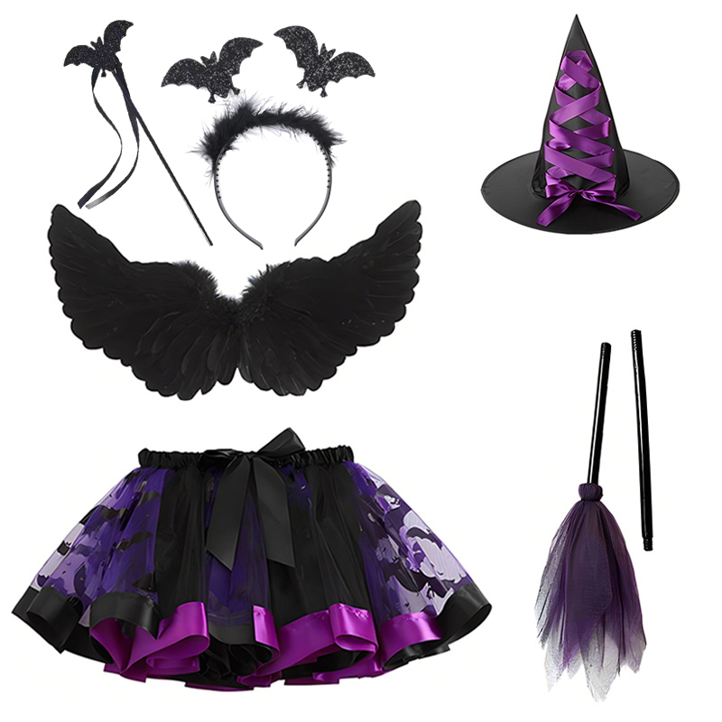 万圣节女童翅膀裙子套装