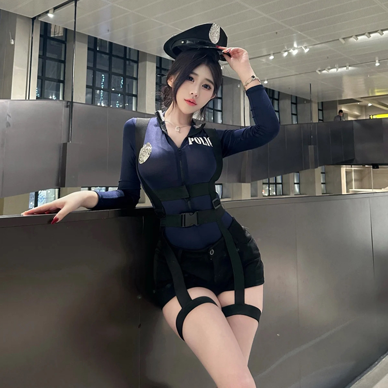 万圣节连体紧身衣服女警性感装备